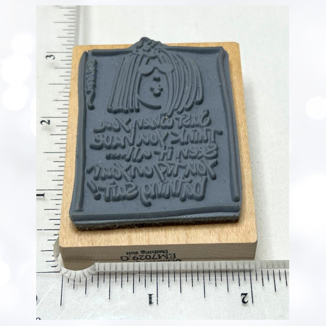 American Art Stamps EMERSON Quillin Bathing Suit Funny Rubber Stamp