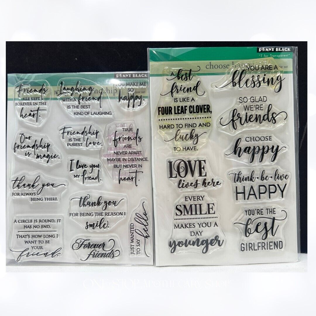 Penny Black CHOOSE HAPPY Magic Friendship Friends Greetings Rubber Stamps Lot