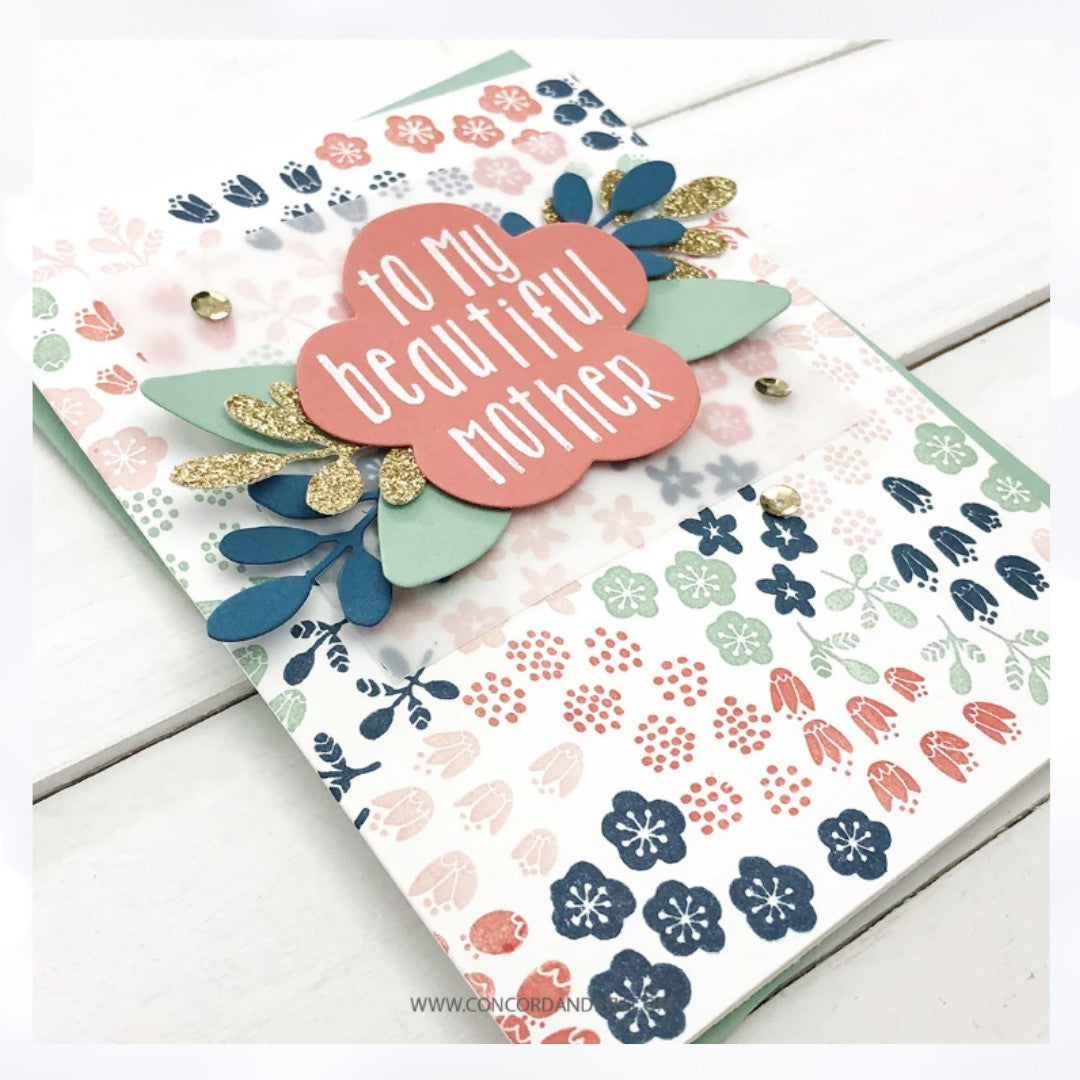 Concord & 9th FLOWER PATCH Darling Petals Turnabout Background Rubber Stamps