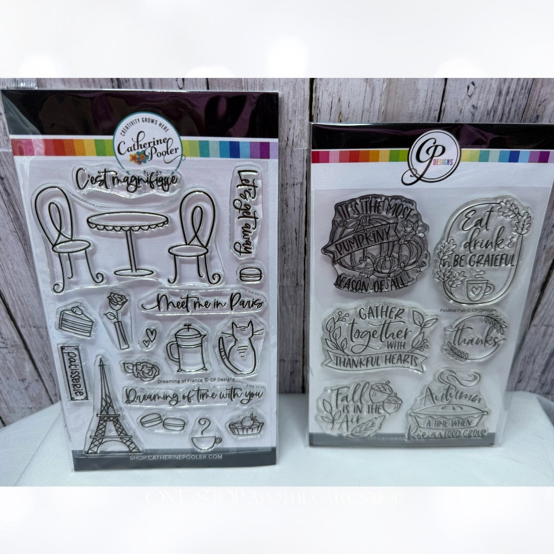 Catherine Pooler FESTIVE FALL Dreaming of France Cafe Autumn Rubber Stamps