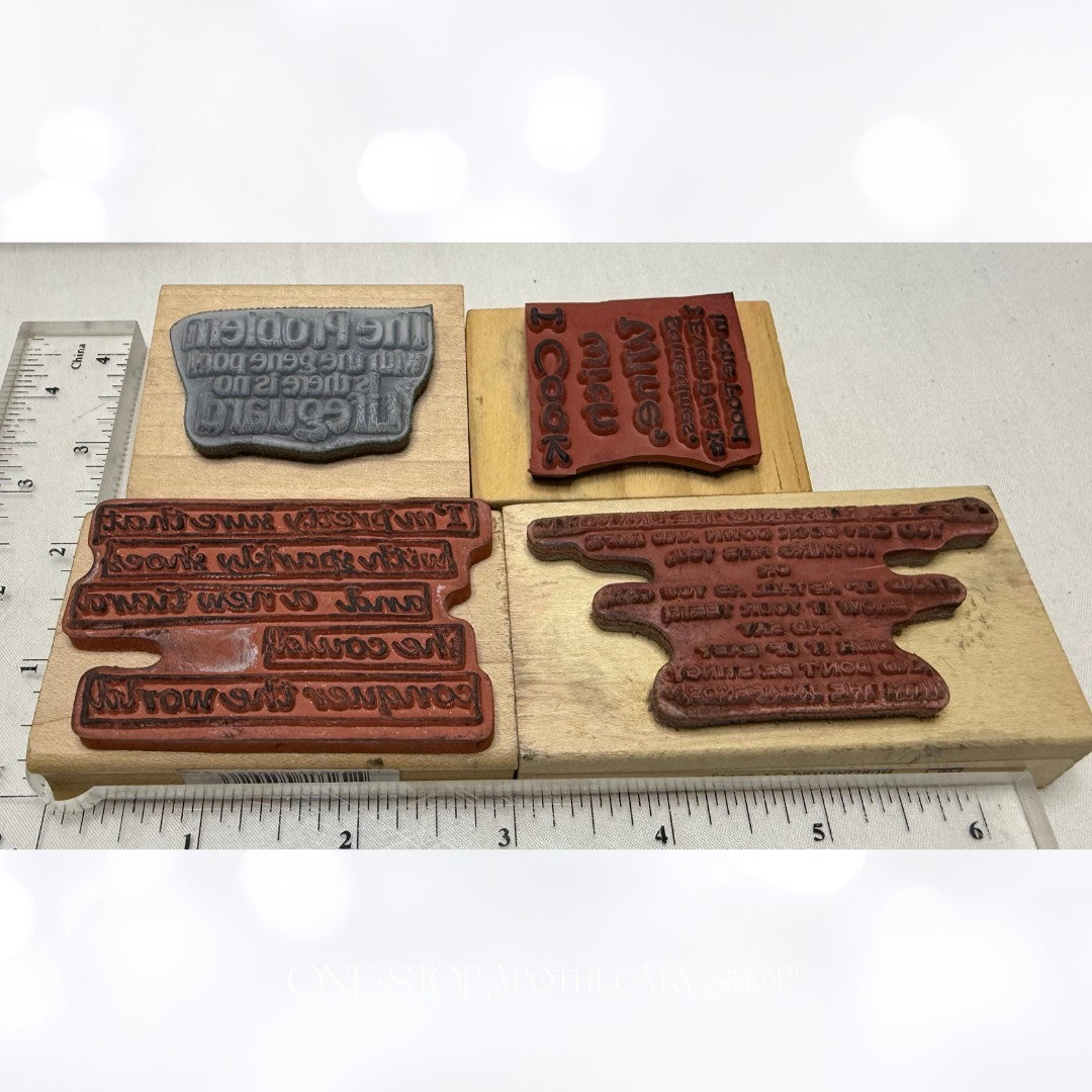 Funny Cooking Beach Humor Wood Rubber Stamps Lot of 7