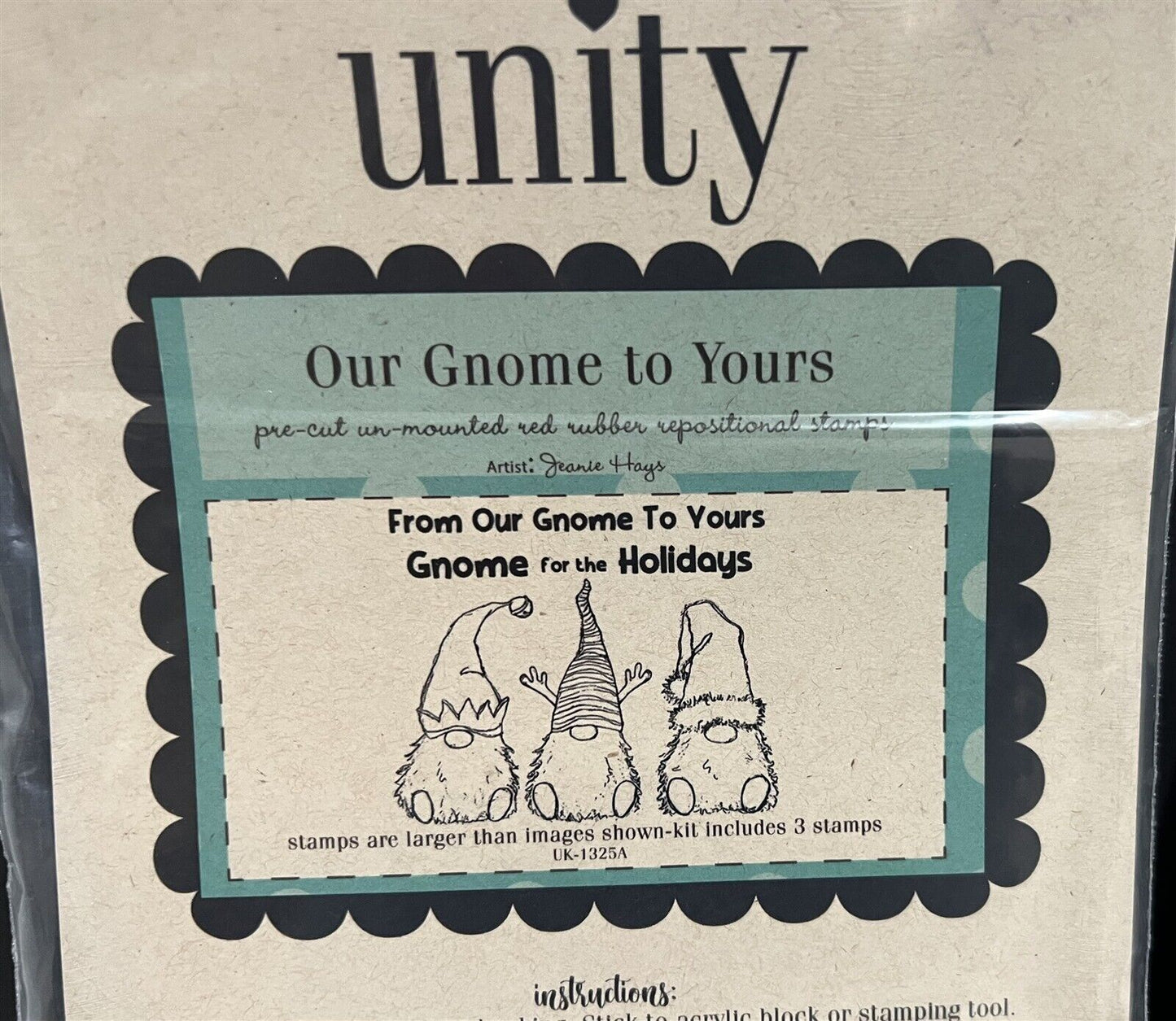 Unity Stamps CHRISTMAS GNOMES Nativity Holiday Rubber Stamps Lot of 3