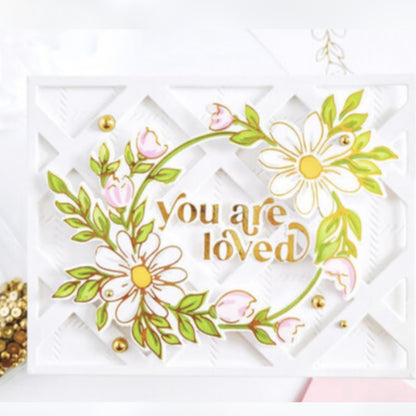 Pinkfresh Studio DAISY WREATH Hot Foil Plate Dies Stencils