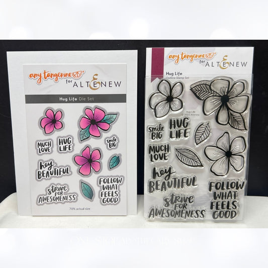 Altenew Amy Tangerine HUG LIFE Flowers Sentiments Planner Rubber Stamps Dies