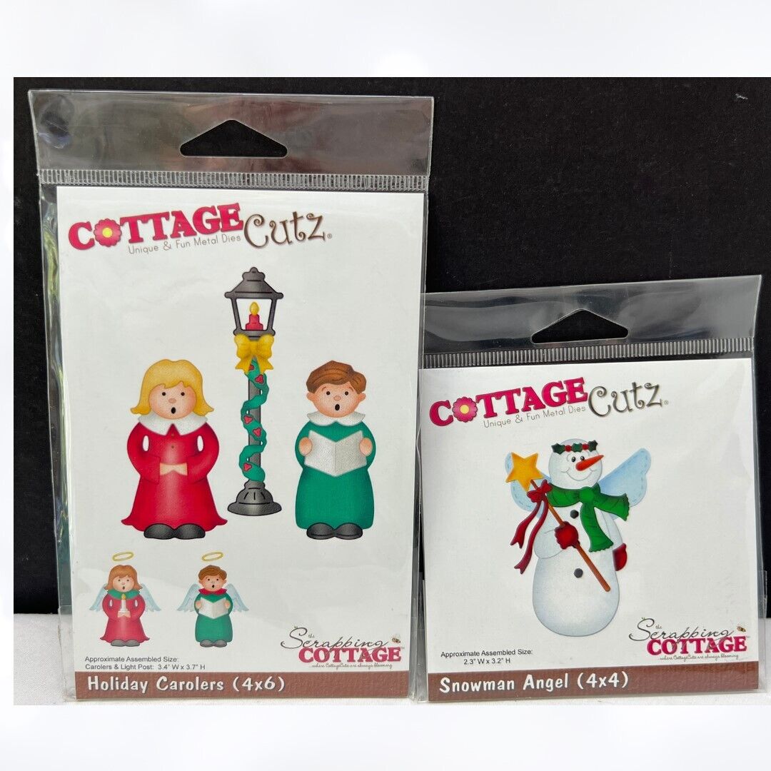 Cottage Cutz SNOWMAN ANGEL Holiday Carolers Christmas Dies Lot of 2