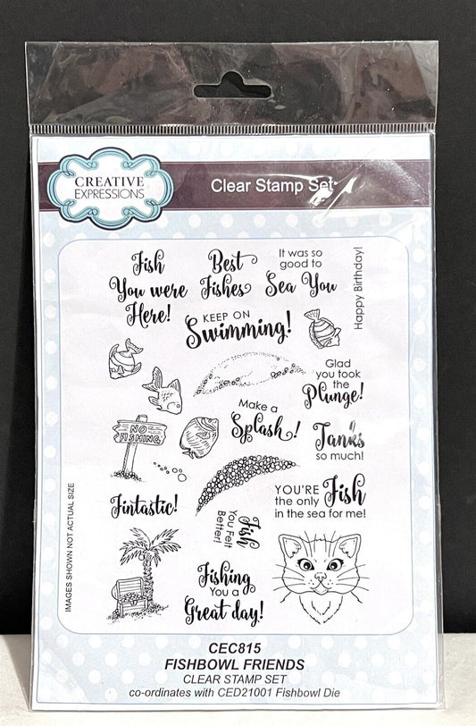 Creative Expressions FISHBOWL FRIENDS Cat Fish Kitty Rubber Stamps