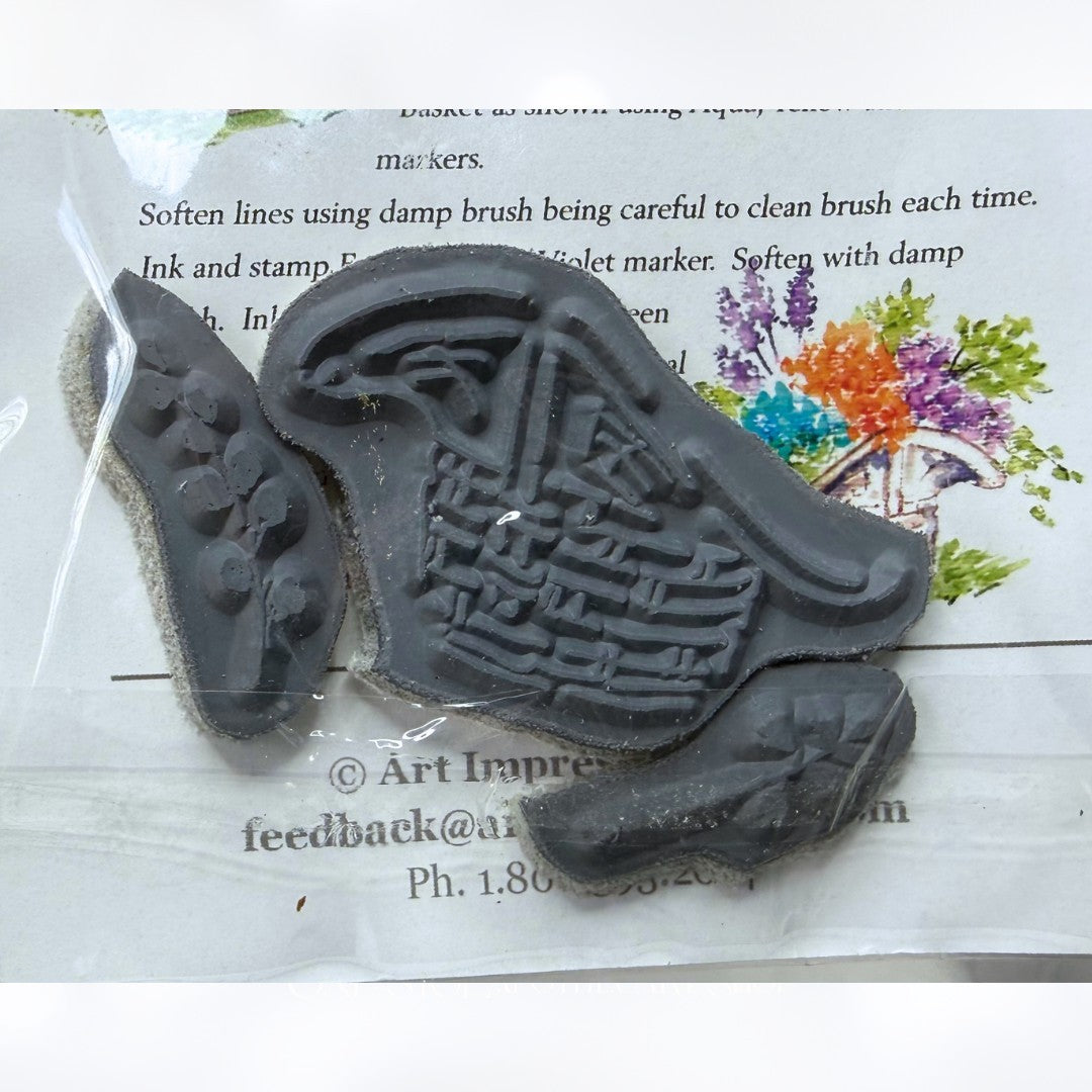 Art Impressions SPRING BASKET EZ Project A Watercolor Rubber Stamps AS IS**