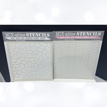 My Favorite Things STENCILS Mixables Brick Chickenwire Stripes 6x6 Lot of 4