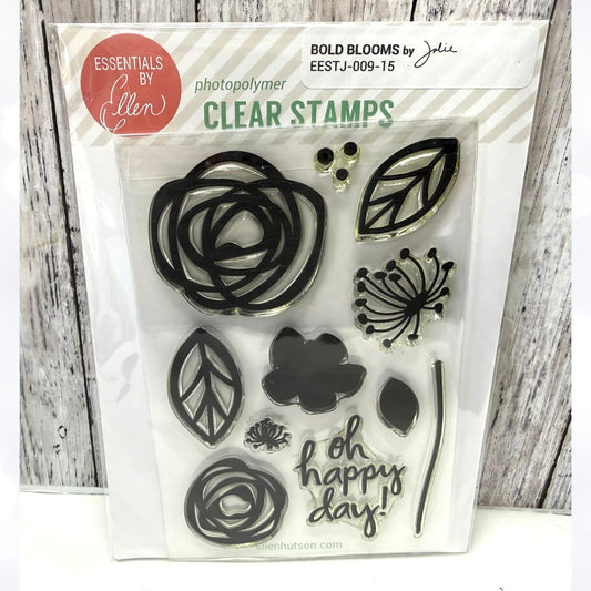Ellen Hutson BOLD BLOOMS Mixed Media Flowers Floral Rubber Stamps