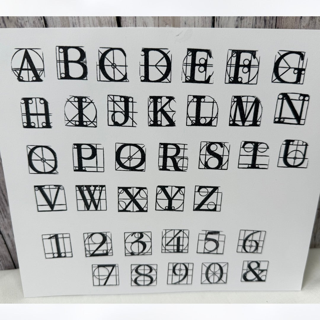 Diffusion GEOMETRIC ALPHABET Numbers Mixed Media Letters Cube Rubber Stamps