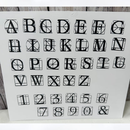 Diffusion GEOMETRIC ALPHABET Numbers Mixed Media Letters Cube Rubber Stamps