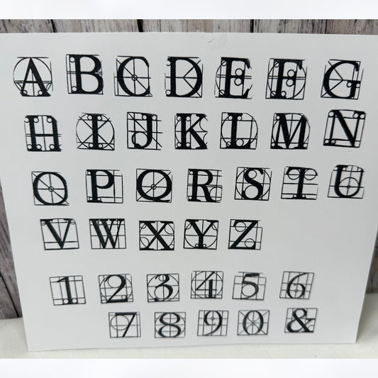 Diffusion GEOMETRIC ALPHABET Numbers Mixed Media Letters Cube Rubber Stamps