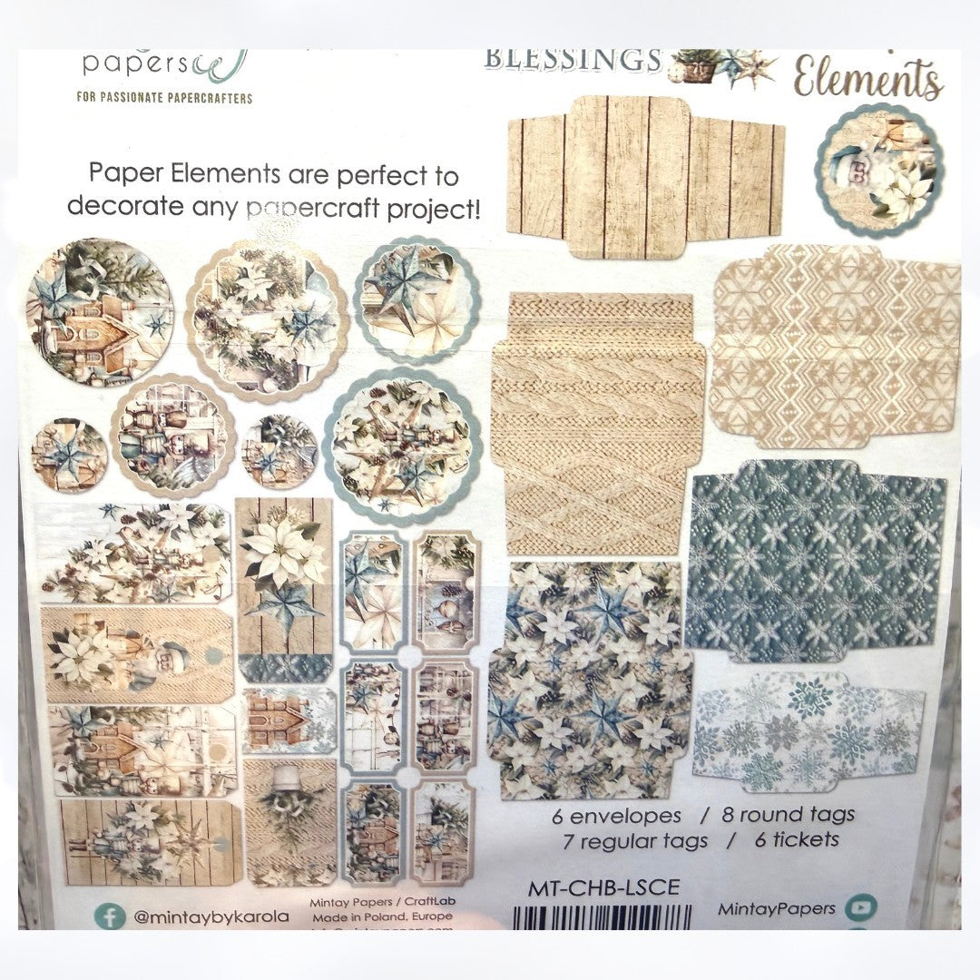 Mintay CHRISTMAS BLESSINGS 12x12 Paper Cardstock Die Cuts Stickers Kit