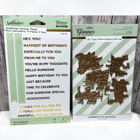 Spellbinders LET YOUR SENTIMENTS SHINE Greetings Glimmer Hot Foil Plates