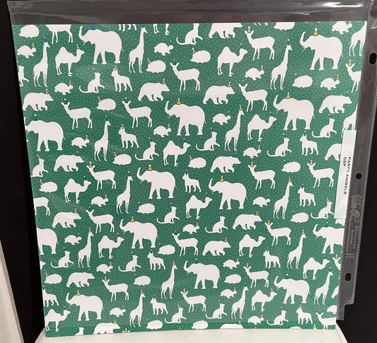 Stampin Up PARTY ANIMALS Birthday DSP Paper Cardstock 12x12 24 Sheets
