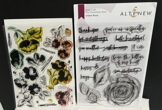 Altenew FROSTED GARDEN Inked Rose Flowers Floral Rubber Stamps Lot AS IS***