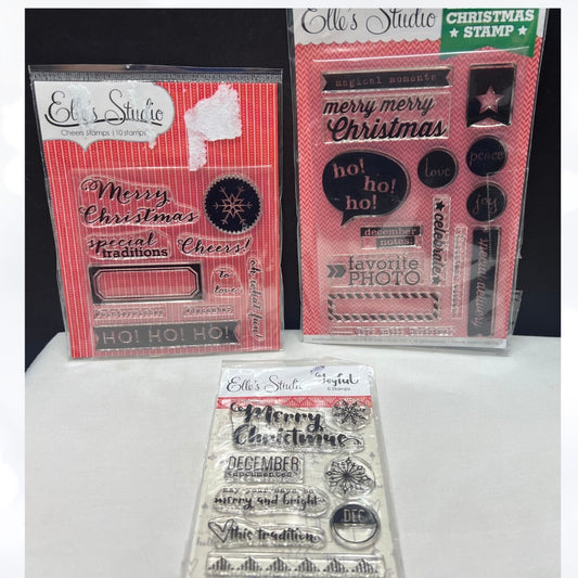 Elle's Studio CHRISTMAS Planner Journal Holiday Rubber Stamps Lot of 3