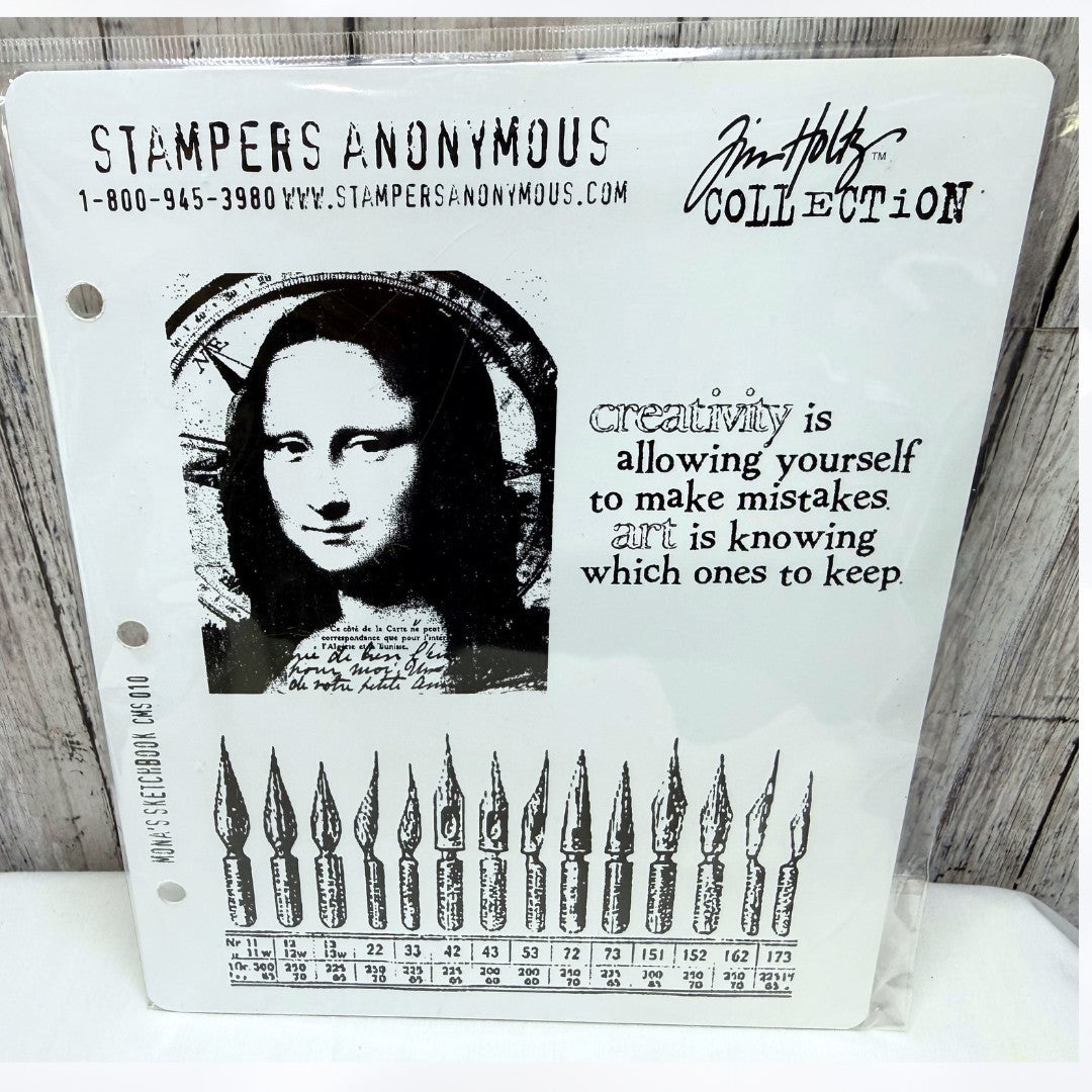 Tim Holtz MONA'S SKETCHBOOK Creativity Mixed Media CMS010 Rubber Stamps