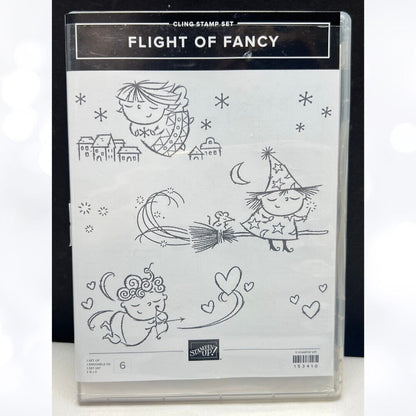 Stampin Up FLIGHT OF FANCY Witch Halloween Christmas Angel Rubber Stamps Rare