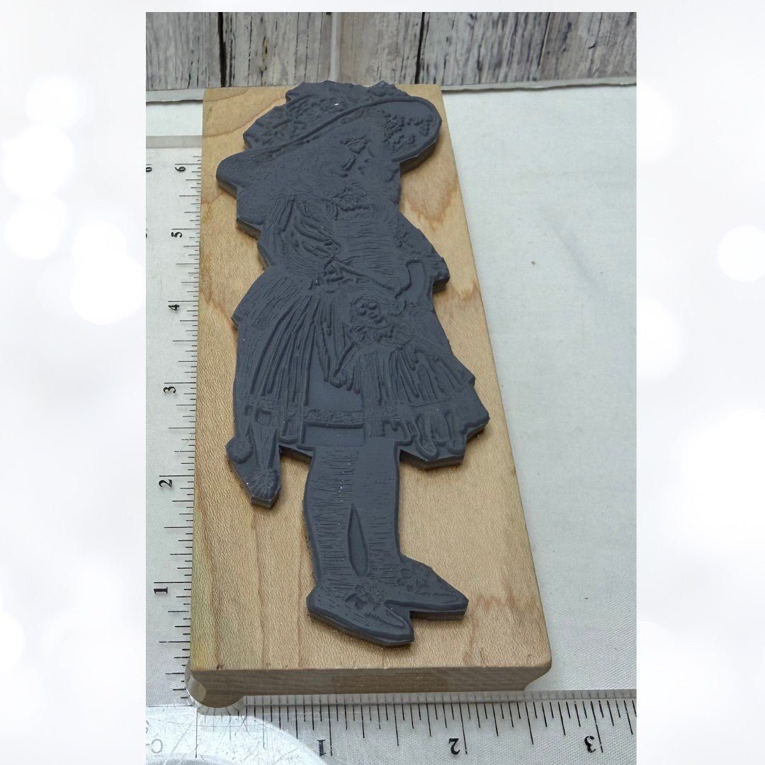 Magenta VICTORIAN GIRL Vintage Doll Rubber Stamp