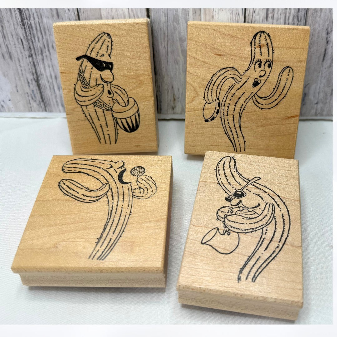 Copper Leaf Creations CACTUS BAND Music Southwest Funny Rubber Stamps Lot of 4