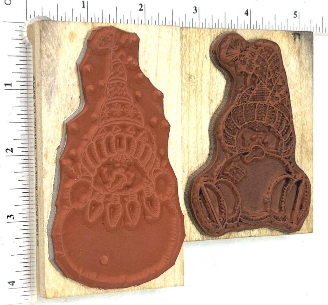 Penny Black SNOWY SKATES Lights Christmas Snowman Rubber Stamps Lot of 2