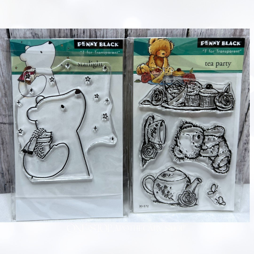 Penny Black TEA PARTY Starlight Bear Teddy Polar Rubber Stamps