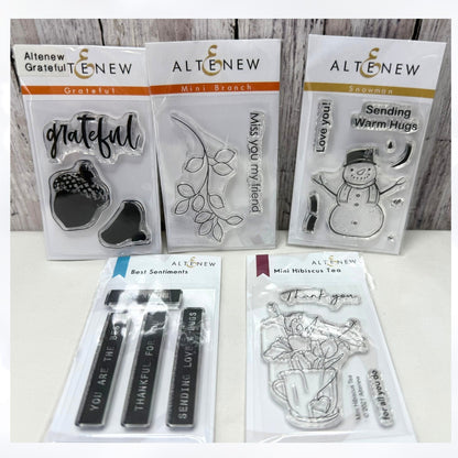 Altenew MINI STAMPS Fall Christmas Flowers Rubber Stamps Lot of 5