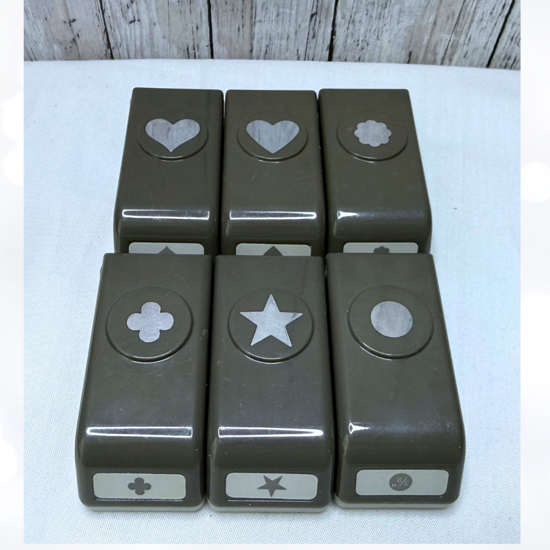 Stampin Up MINI PUNCHES Hearts Star Shapes Punch Set of 6