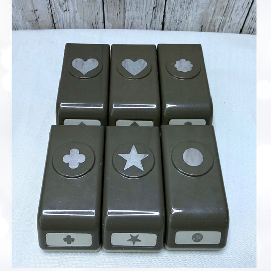 Stampin Up MINI PUNCHES Hearts Star Shapes Punch Set of 6