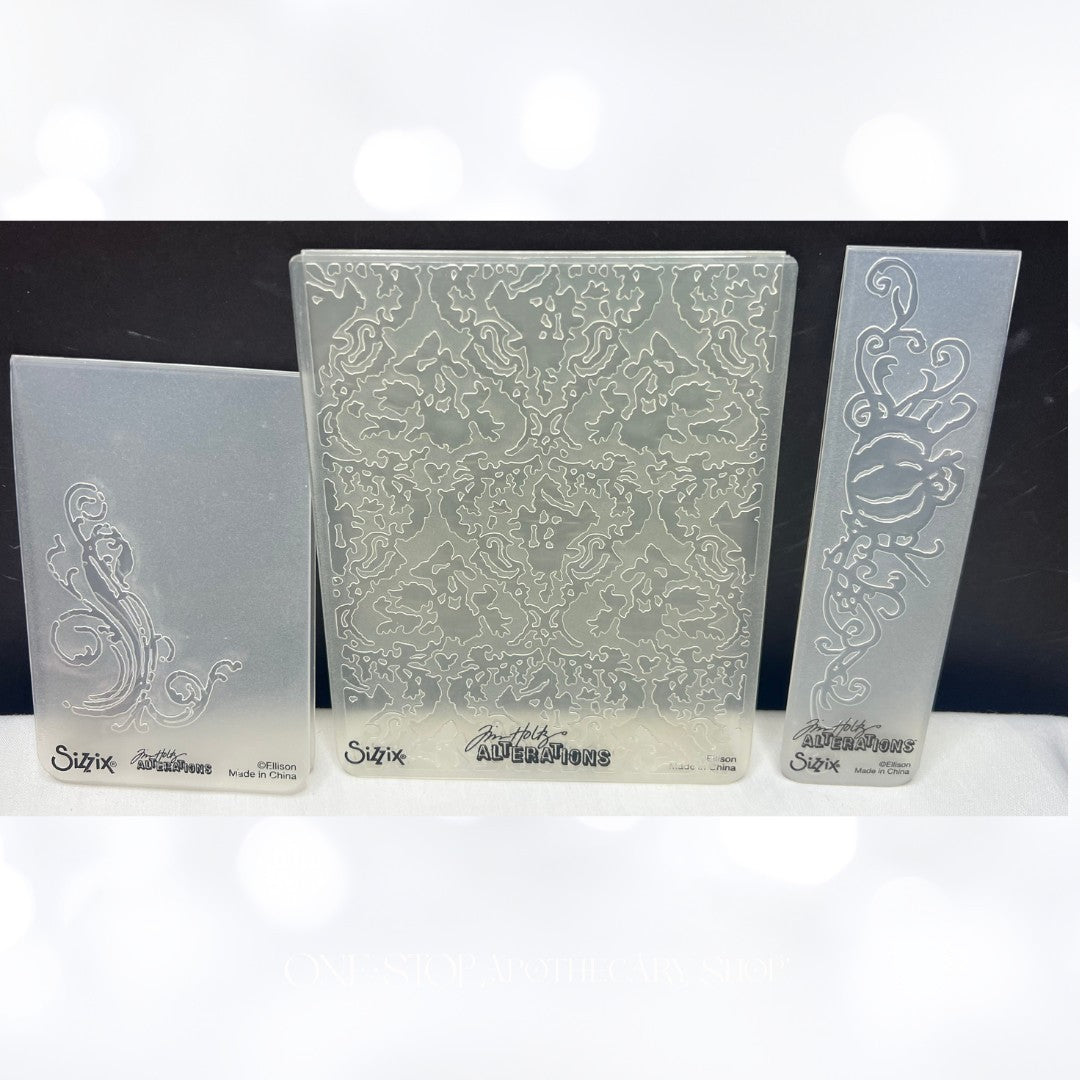 Tim Holtz HALLOWEEN Words Skeleton Embossing Folders Lot