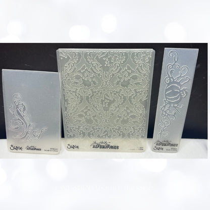 Tim Holtz HALLOWEEN Words Skeleton Embossing Folders Lot