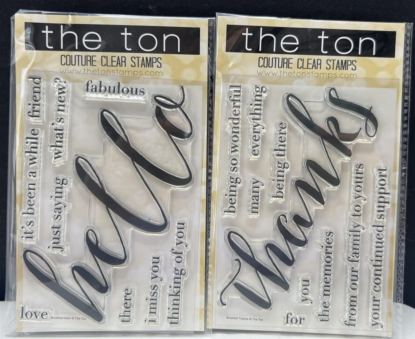 The Ton Stamps Brushed THANKS & HELLO Sentiments Thank You Rubber Stamps