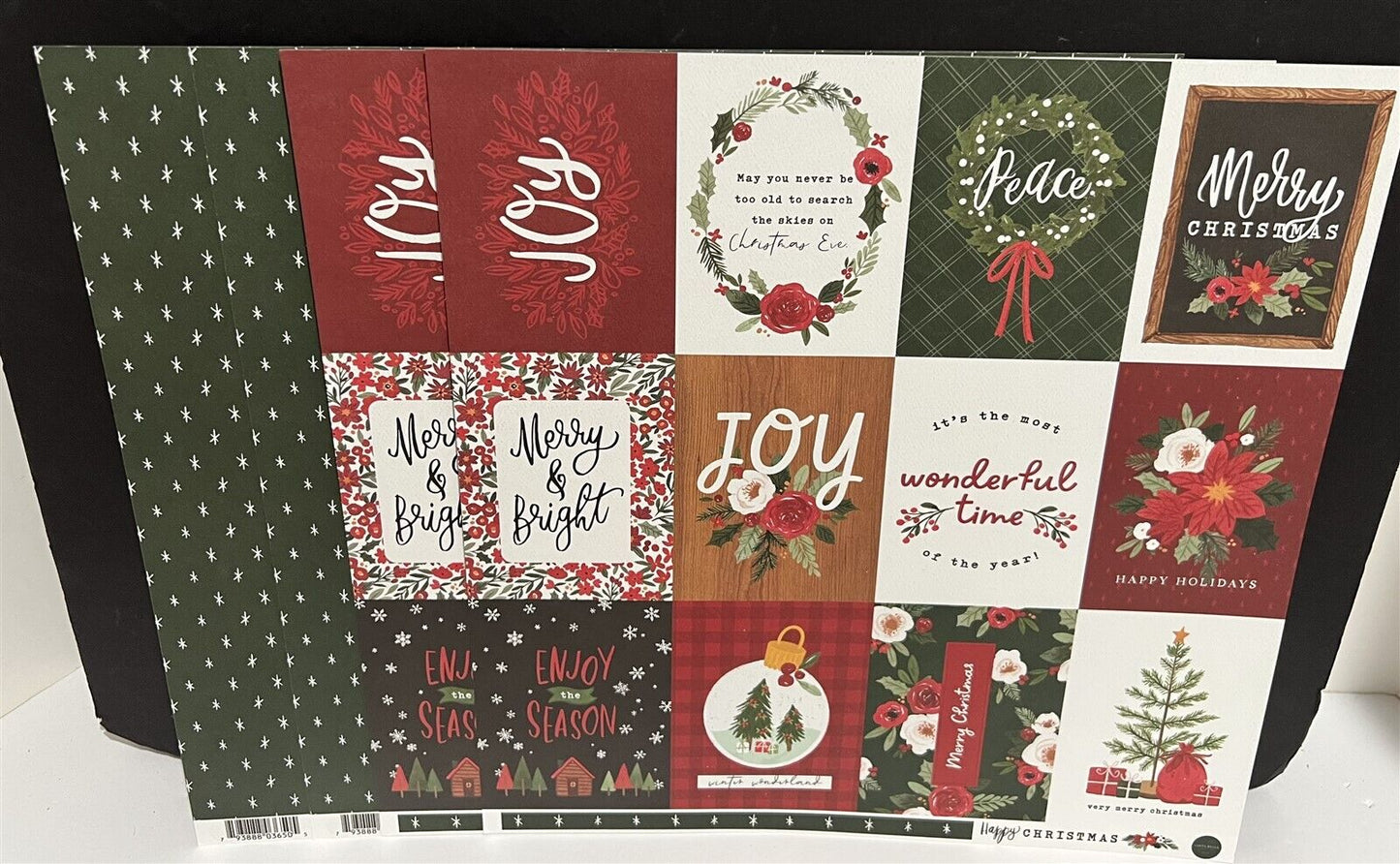 Carta Bella HAPPY CHRISTMAS Holiday Scrapbook Paper 12x12 Kit 6x6 Chipboard Lot