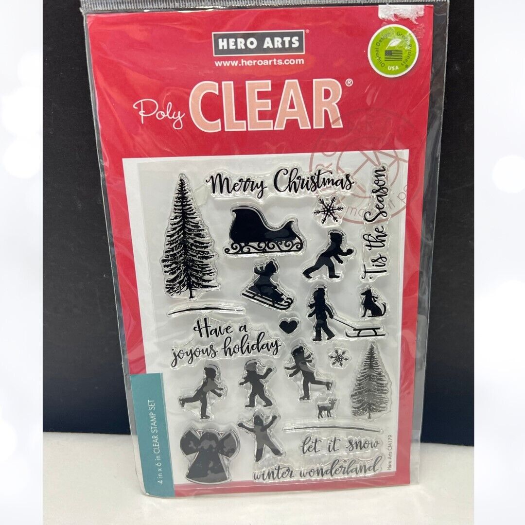 Hero Arts WINTER SILHOUETTES Christmas Children CM179 Rubber Stamps