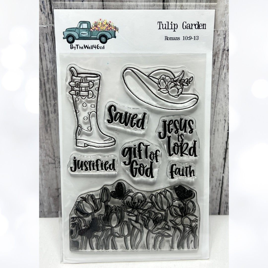 By the Well 4 God TULIP GARDEN Spring Religious Bible Journaling Rubber Stamps