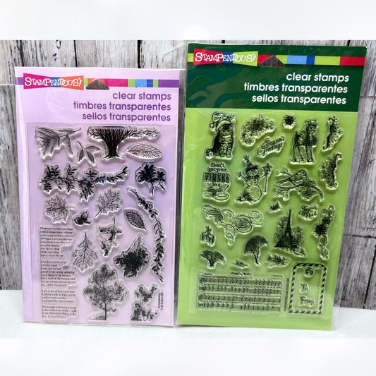 Stampendous CHRISTMAS CHARMS Trees Leaves Fall Autumn Rubber Stamps