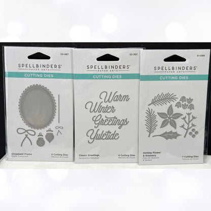 Spellbinders CHRISTMAS Ornaments Greenery Greetings Dies Lot of 3