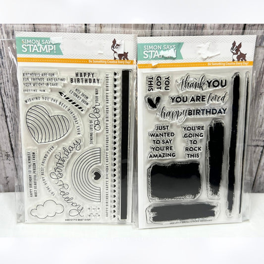 Simon Says Stamp BRUSHSTROKE Messages Best Ever Rubber Stamps Lot of 2