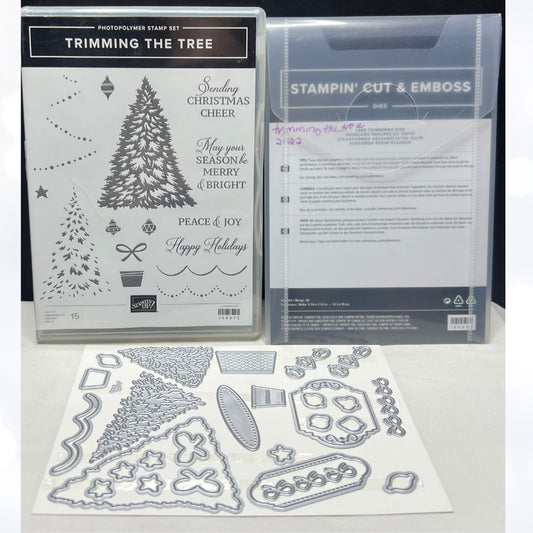 Stampin Up TRIMMING THE TREE Christmas Holiday Rubber Stamps Dies