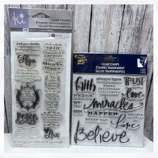 Ki Yellow Bicycle FAITH Religious Verses Bible Journaling Rubber Stamps