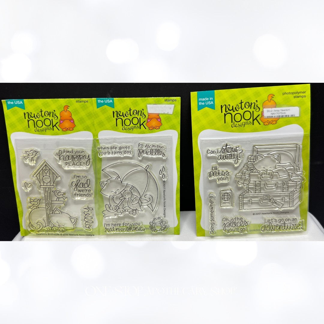 Newton's Nook BIRDHOUSE Cat Travel Umbrella Rubber Stamps Lot