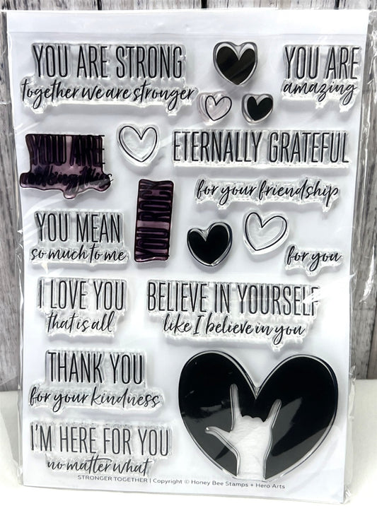 Honey Bee Hero Arts STRONGER TOGETHER Love Valentines Day Hearts Rubber Stamps