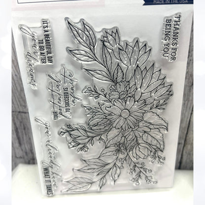 PInkfresh Studio INFINITE BLOOMS Flowers Rubber Stamps Dies Stencils
