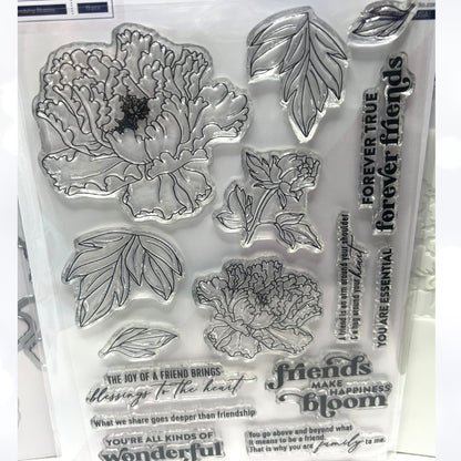 PInkfresh Studio FRIENDSHIP BLOOMS Flowers 6x8 Rubber Stamps Dies Stencils