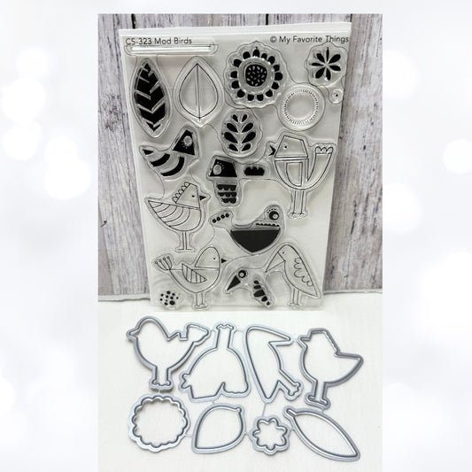 My Favorite Things MOD BIRDS Rubber Stamps Dies