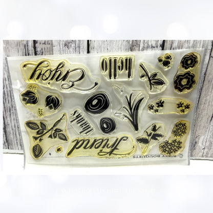 Papertrey Ink BITTY BOUQUET Flowers Floral Rubber Stamps Dies
