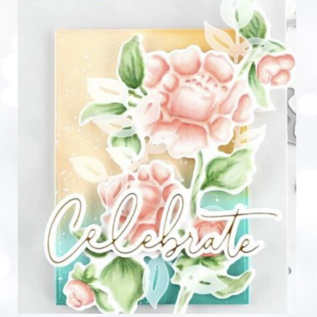 Pinkfresh Studio JOYFUL PEONIES Peony Flowers Rubber Stamps Die