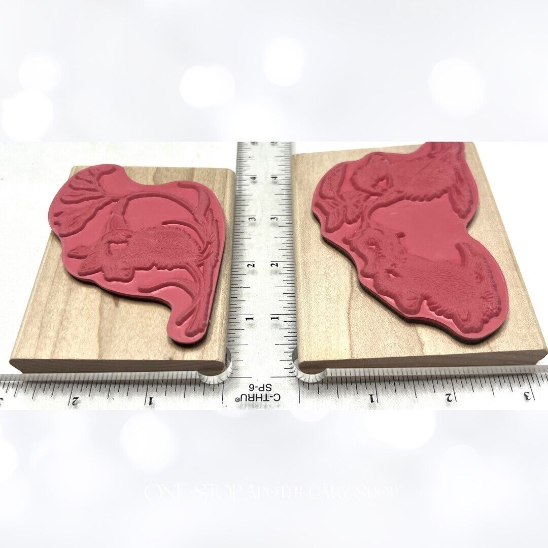 House Mouse TAKE TIME TO SMELL Flowers Mice Rubber Stamps Lot of 2