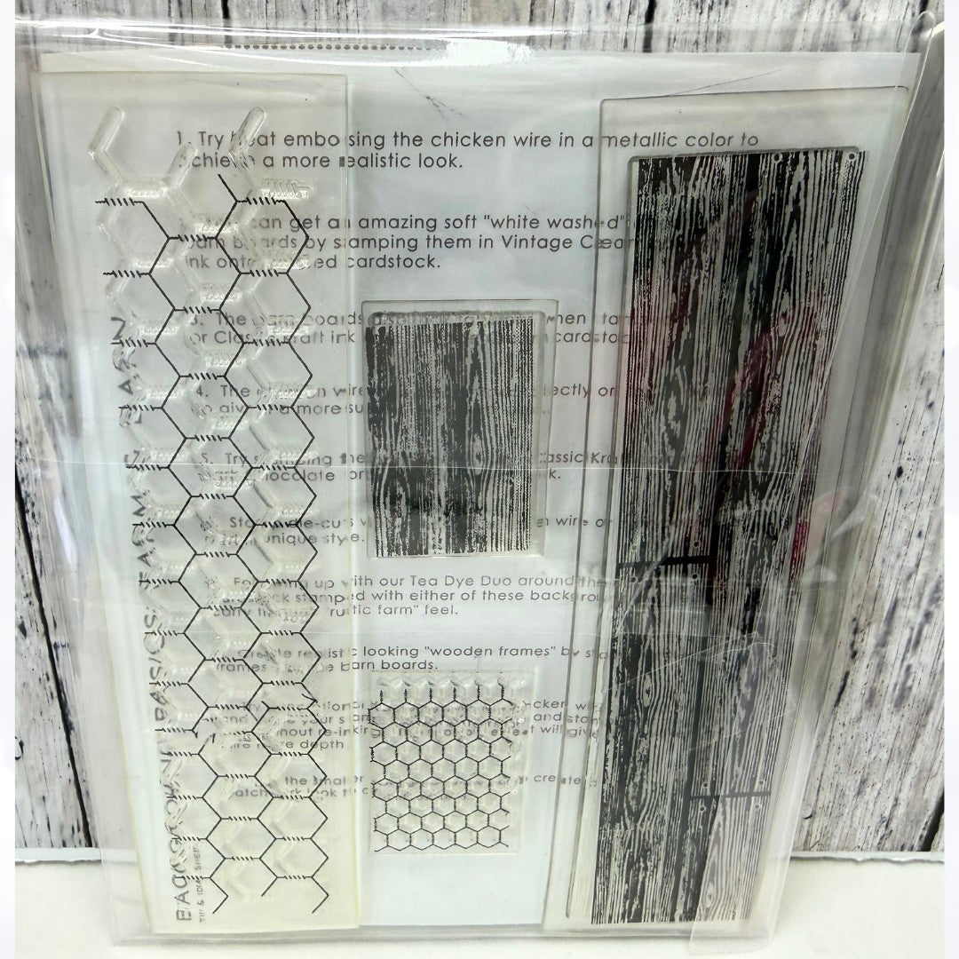 Papertrey Ink FARM & BARN Wood Chicken Wire Background Basics